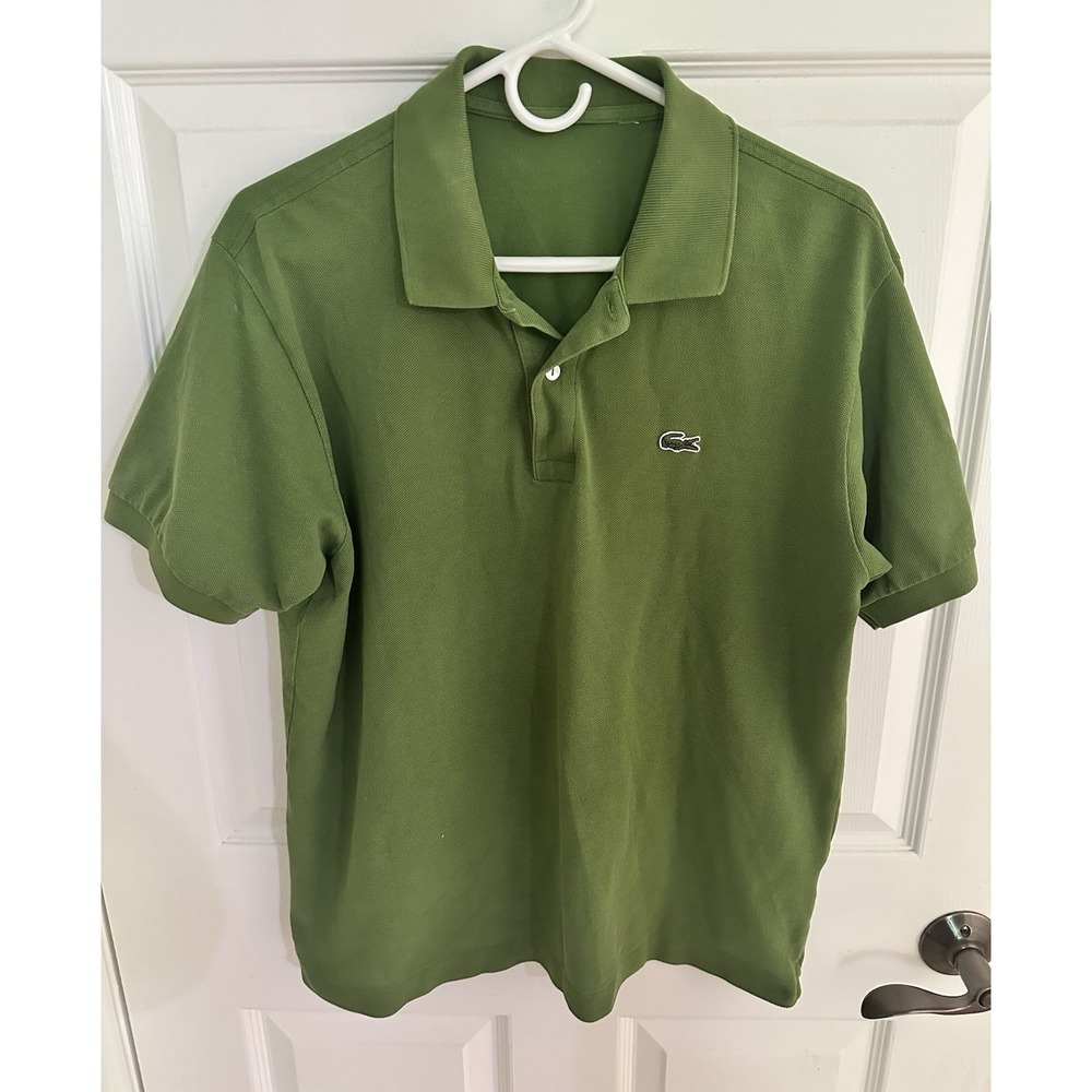 Lacoste Pique Polo Shirt L.12.12 Mens Size 5 L Green Original Classic Fit